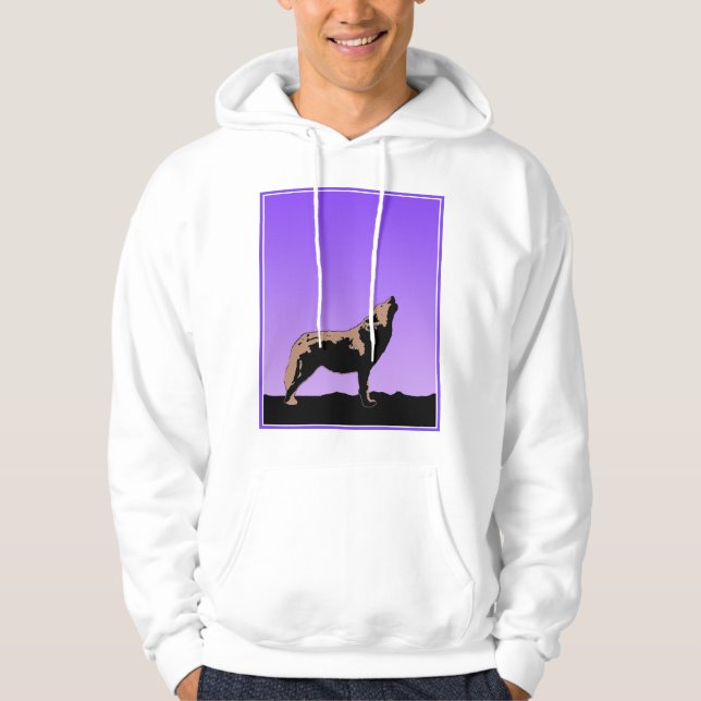 Howling Varg at Sunset - Original Wildlife Art Hoodie (Framsida)