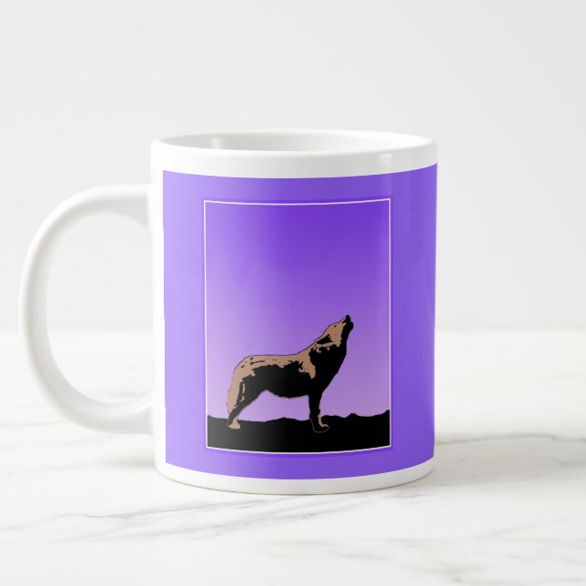 Howling Varg at Sunset - Original Wildlife Art Jumbo Mugg (Vänster)