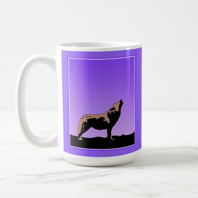 Howling Varg at Sunset - Original Wildlife Art Kaffemugg (Vänster)