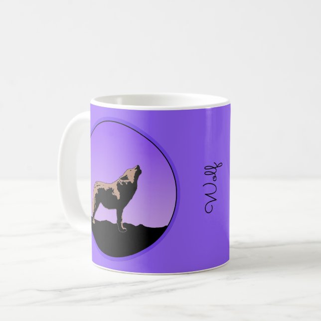 Howling Varg at Sunset - Original Wildlife Art Kaffemugg (Framsida vänster)