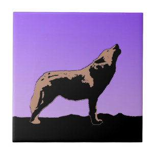 Howling Varg at Sunset - Original Wildlife Art Kakelplatta