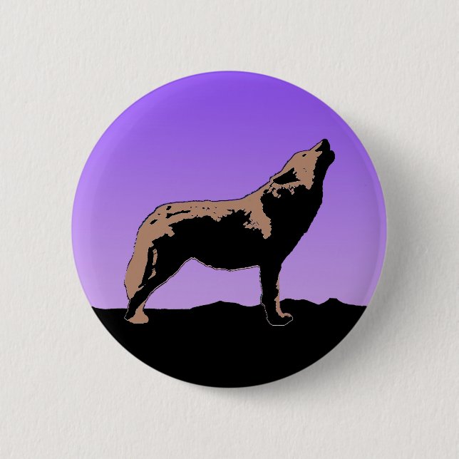 Howling Varg at Sunset - Original Wildlife Art Knapp (Framsida)