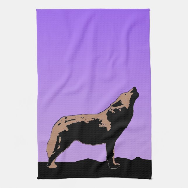 Howling Varg at Sunset - Original Wildlife Art Kökshandduk (Vertikal)