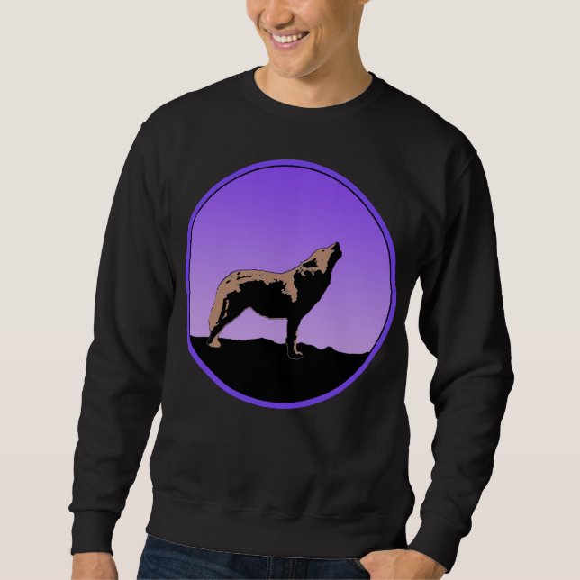 Howling Varg at Sunset - Original Wildlife Art Lång Ärmad Tröja (Framsida)