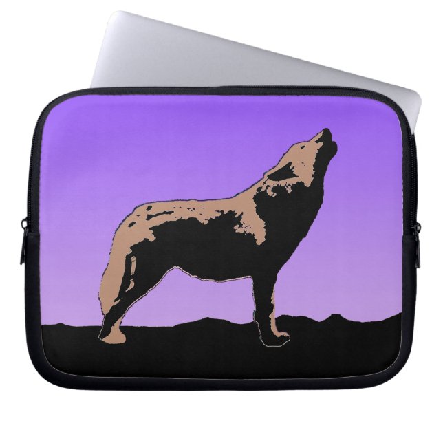 Howling Varg at Sunset - Original Wildlife Art Laptop Fodral (Framsidan)
