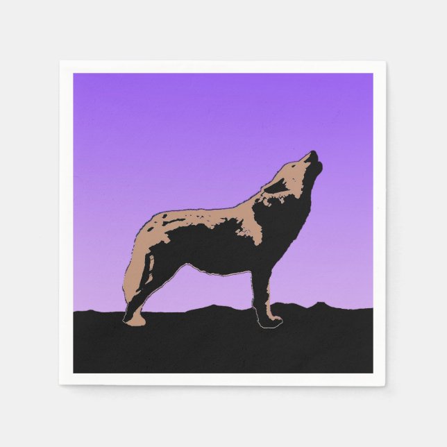 Howling Varg at Sunset - Original Wildlife Art Pappersservett (Framsidan)