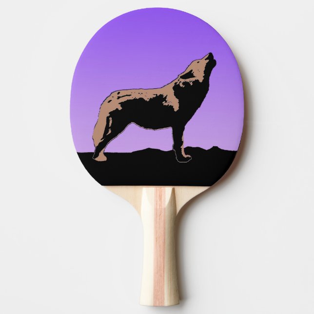 Howling Varg at Sunset - Original Wildlife Art Pingisracket (Framsidan)