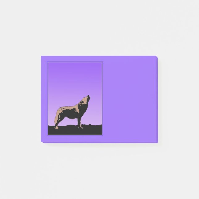 Howling Varg at Sunset - Original Wildlife Art Post-it Block (Framsida)