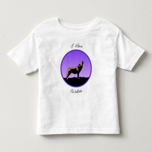 Howling Varg at Sunset - Original Wildlife Art T Shirt (Framsida)