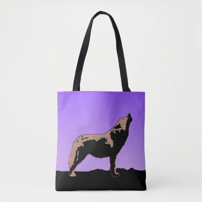 Howling Varg at Sunset - Original Wildlife Art Tygkasse (Framsida)