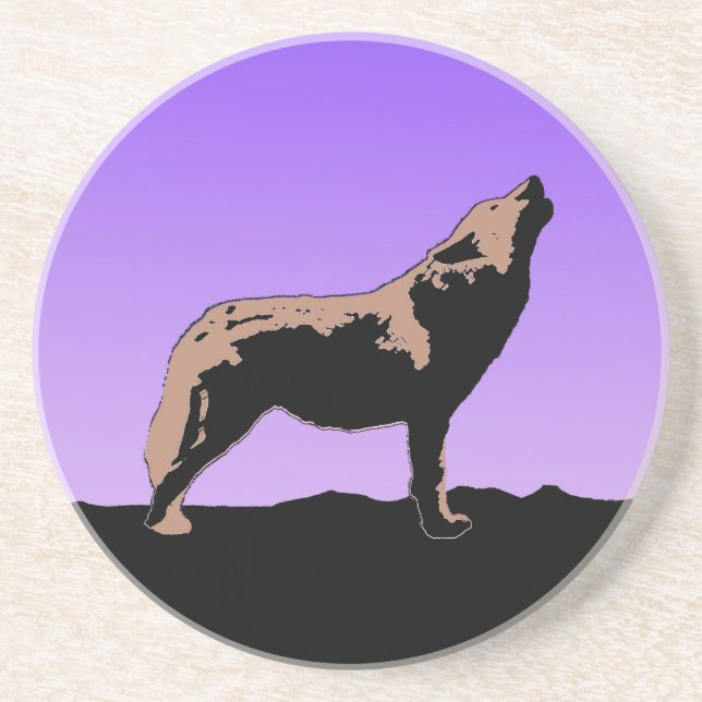 Howling Varg at Sunset - Original Wildlife Art Underlägg (Framsidan)