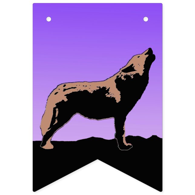 Howling Varg at Sunset - Original Wildlife Art Vimplar (Första flaggan)