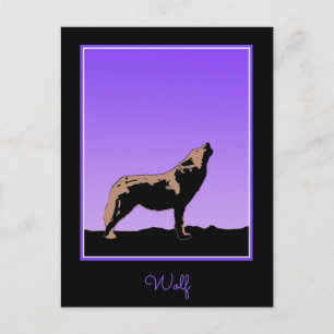 Howling Varg at Sunset - Original Wildlife Art Vykort
