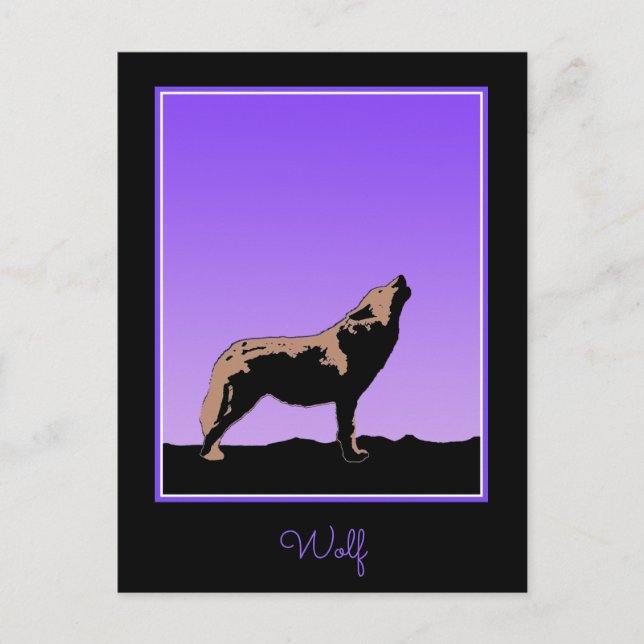 Howling Varg at Sunset - Original Wildlife Art Vykort (Framsida)