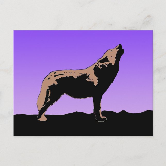 Howling Varg at Sunset - Original Wildlife Art Vykort (Framsida)