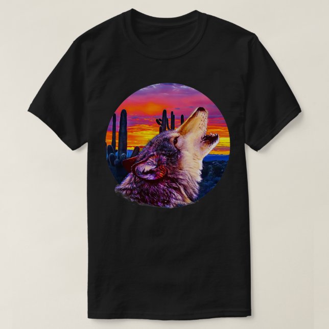 Howling Varg Desert Sunset T Shirt (Design framsida)