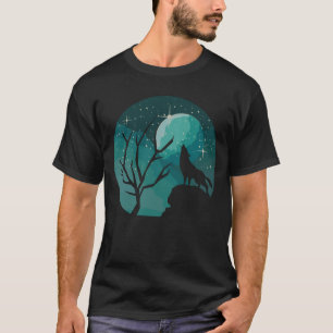 Howling Varg Forest Animal Måne Nature Kärlek T Shirt