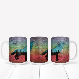 Howling Varg Forest Träd Kaffemugg