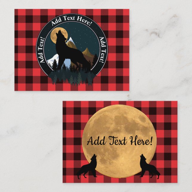 Howling Varg Full Moon Anteckningskort (Fram/baksida)