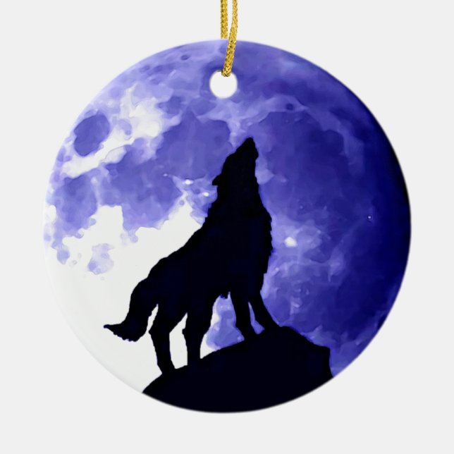 Howling Varg & Fullmoon Julgransprydnad Keramik (Framsidan)