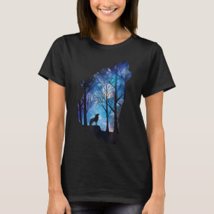 Howling Varg i Måne Galaxy Varg Vild Anim T Shirt