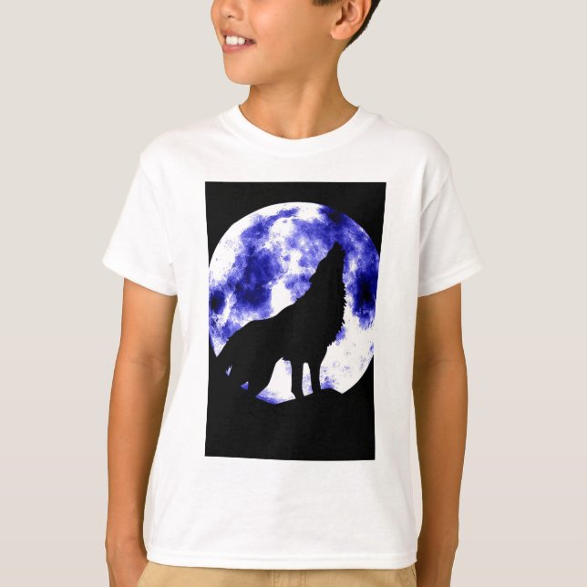 Howling Varg i Måne Tee Shirt (Framsida)