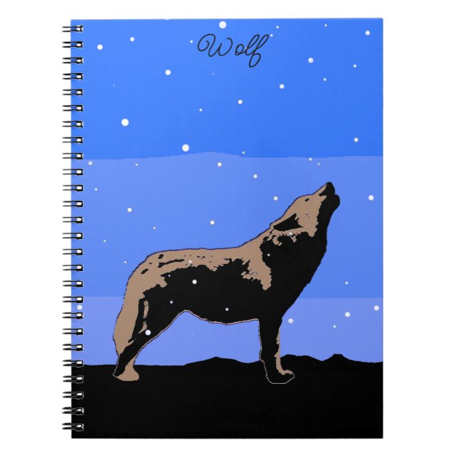 Howling Varg in Winter - Original Wildlife Art Anteckningsbok (Framsidan)