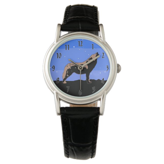 Howling Varg in Winter - Original Wildlife Art Armbandsur (Framsida)