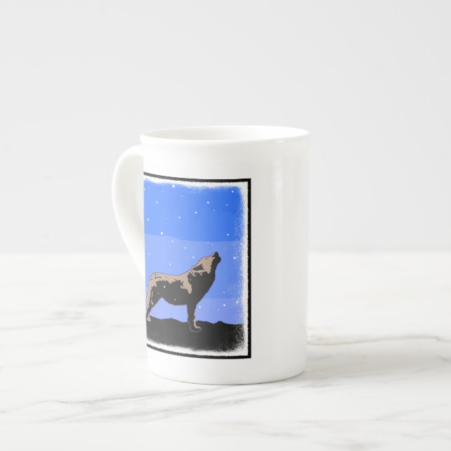 Howling Varg in Winter - Original Wildlife Art Benporslin Mugg (Framsida vänster)