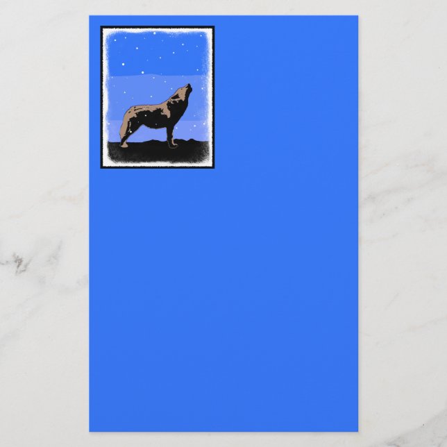 Howling Varg in Winter - Original Wildlife Art Brevpapper (Framsida)