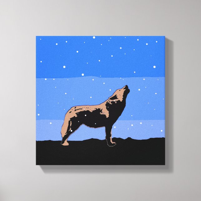 Howling Varg in Winter - Original Wildlife Art Canvastryck (Framsida)
