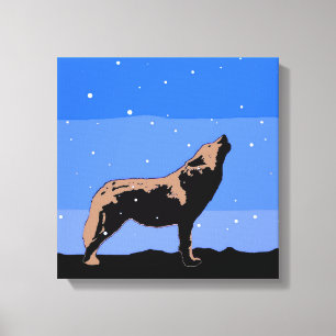 Howling Varg in Winter - Original Wildlife Art Canvastryck