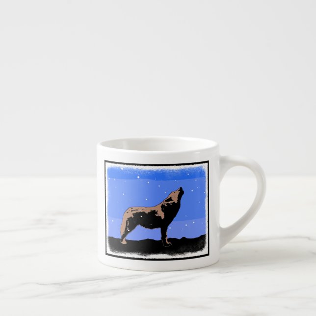Howling Varg in Winter - Original Wildlife Art Espressomugg (Höger)