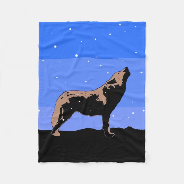 Howling Varg in Winter - Original Wildlife Art Fleecefilt (Framsidan)