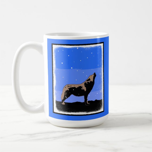 Howling Varg in Winter - Original Wildlife Art Kaffemugg (Vänster)