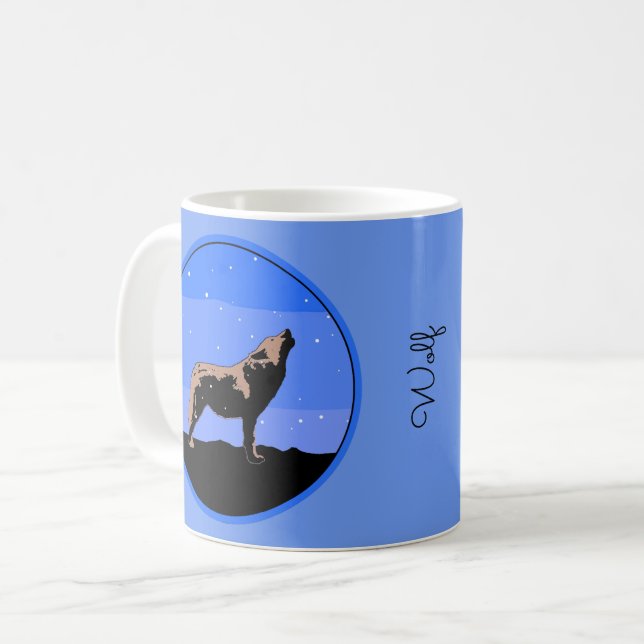 Howling Varg in Winter - Original Wildlife Art Kaffemugg (Framsida vänster)