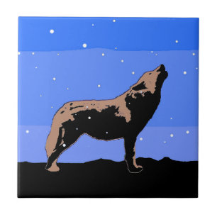 Howling Varg in Winter - Original Wildlife Art Kakelplatta