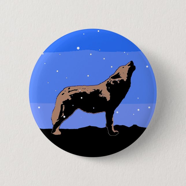 Howling Varg in Winter - Original Wildlife Art Knapp (Framsida)