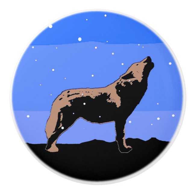 Howling Varg in Winter - Original Wildlife Art Knopp (Framsidan)
