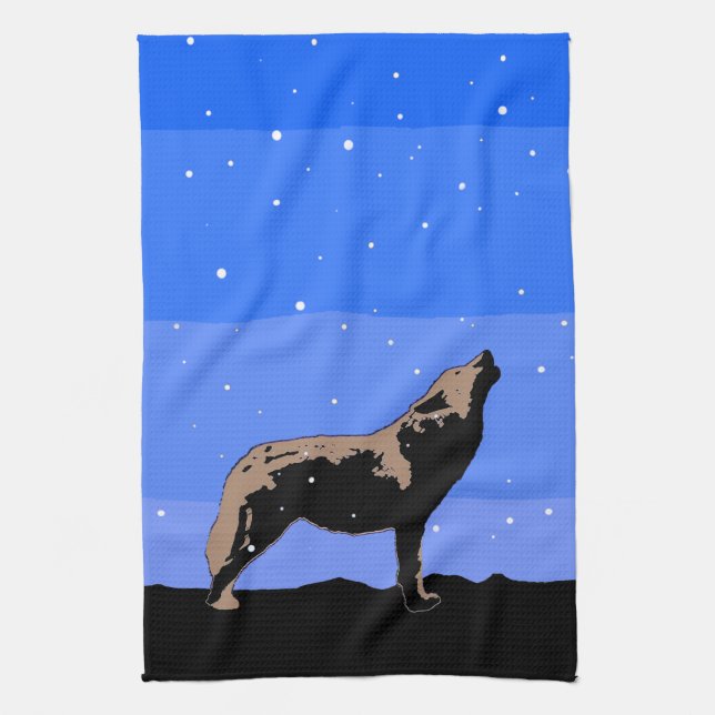 Howling Varg in Winter - Original Wildlife Art Kökshandduk (Vertikal)