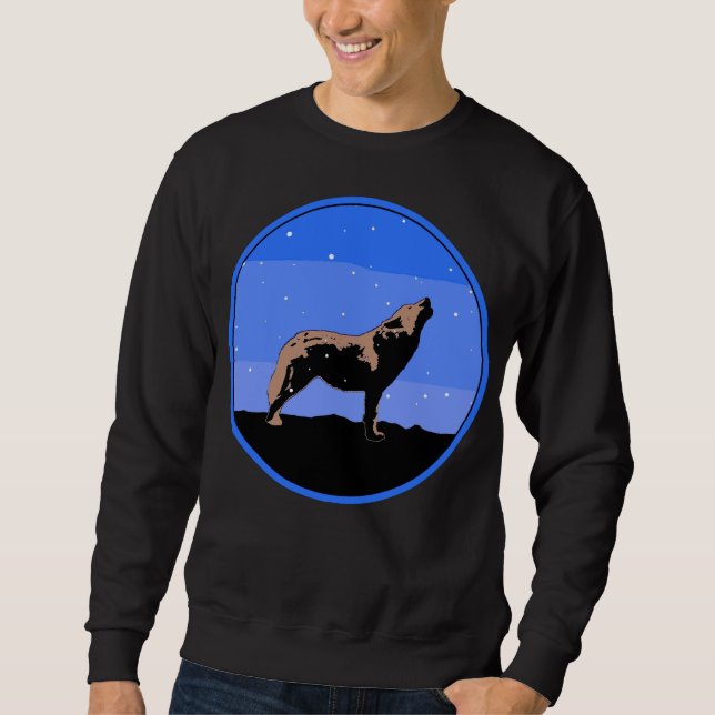 Howling Varg in Winter - Original Wildlife Art Lång Ärmad Tröja (Framsida)