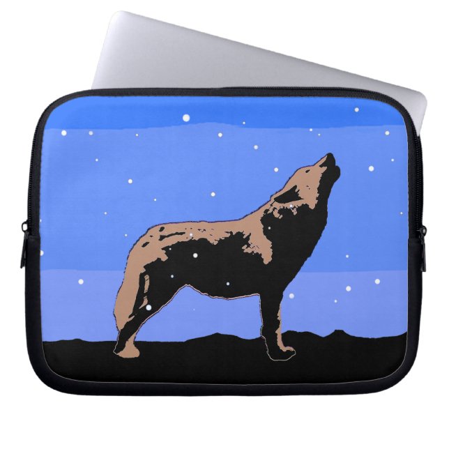 Howling Varg in Winter - Original Wildlife Art Laptop Fodral (Framsidan)