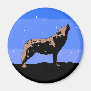 Howling Varg in Winter - Original Wildlife Art Magnet