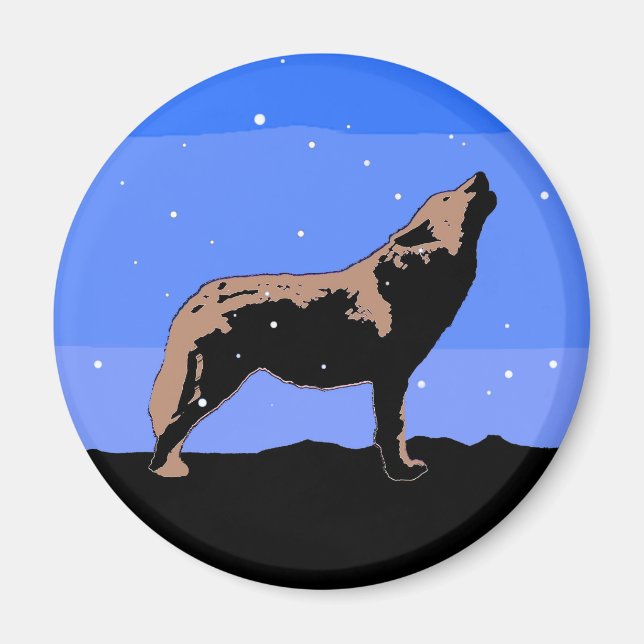 Howling Varg in Winter - Original Wildlife Art Magnet (Framsidan)
