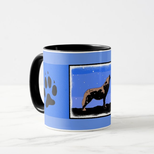 Howling Varg in Winter - Original Wildlife Art Mugg (Framsida vänster)