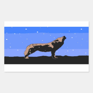 Howling Varg in Winter - Original Wildlife Art Rektangulärt Klistermärke
