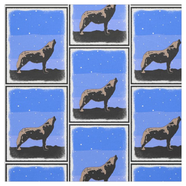 Howling Varg in Winter - Original Wildlife Art Tyg (Provkarta)