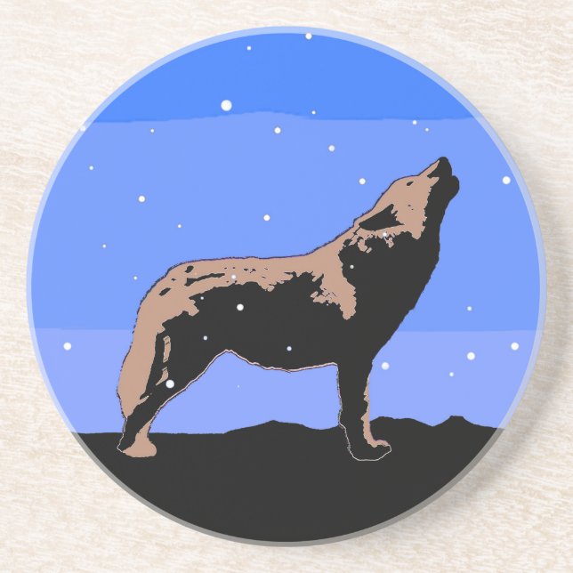 Howling Varg in Winter - Original Wildlife Art Underlägg (Framsidan)