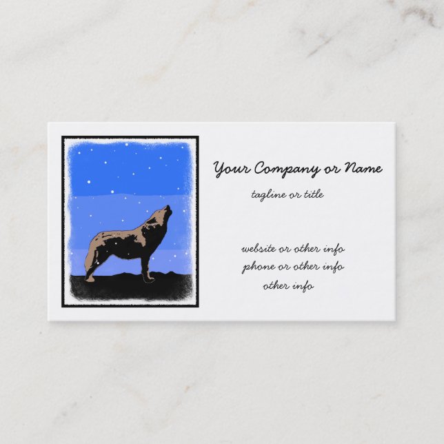 Howling Varg in Winter - Original Wildlife Art Visitkort (Framsida)