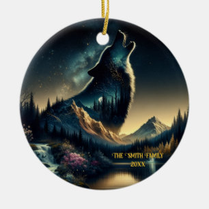 Howling Varg Julgransprydnad Keramik